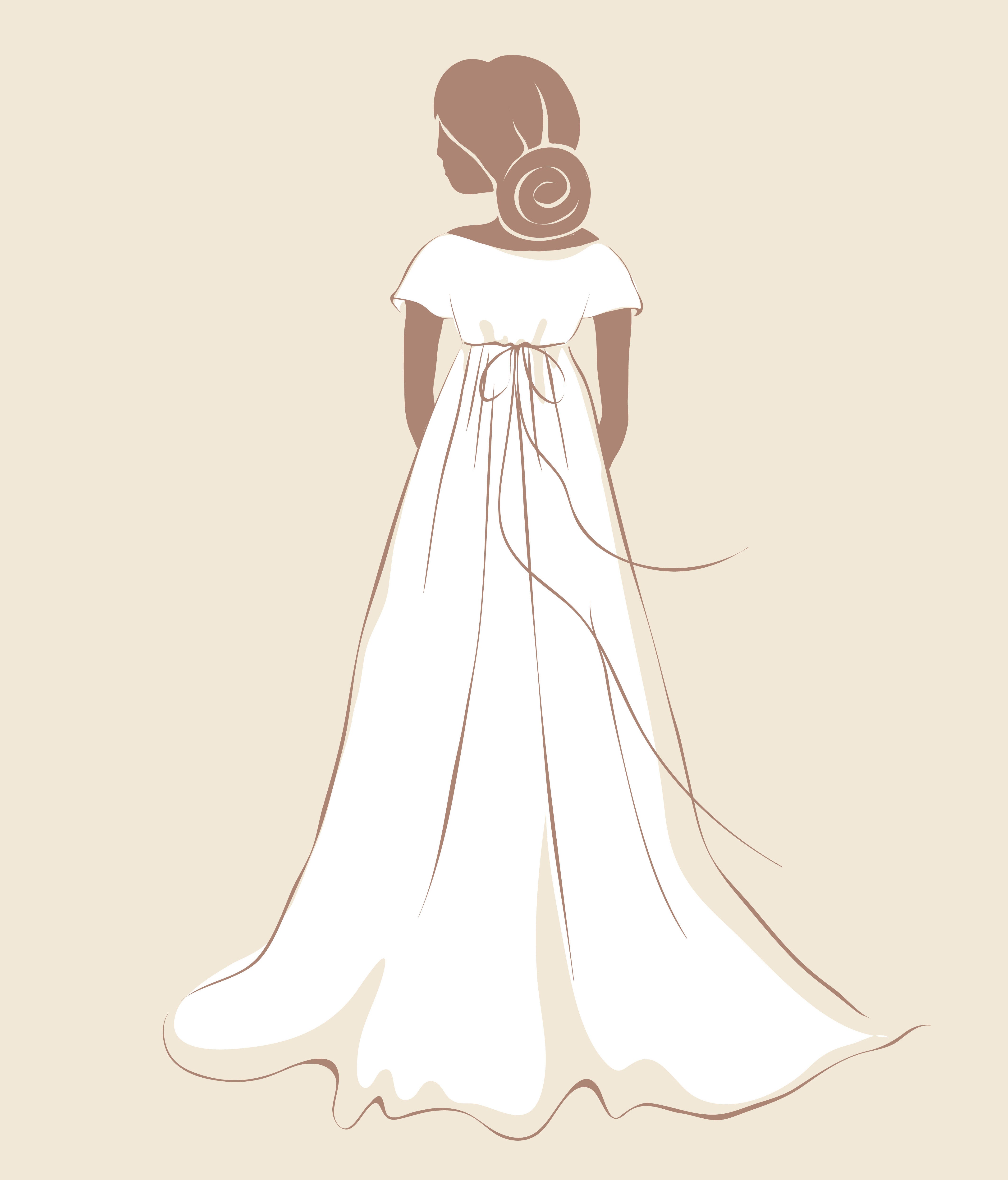 Empire style wedding dress including presentation box