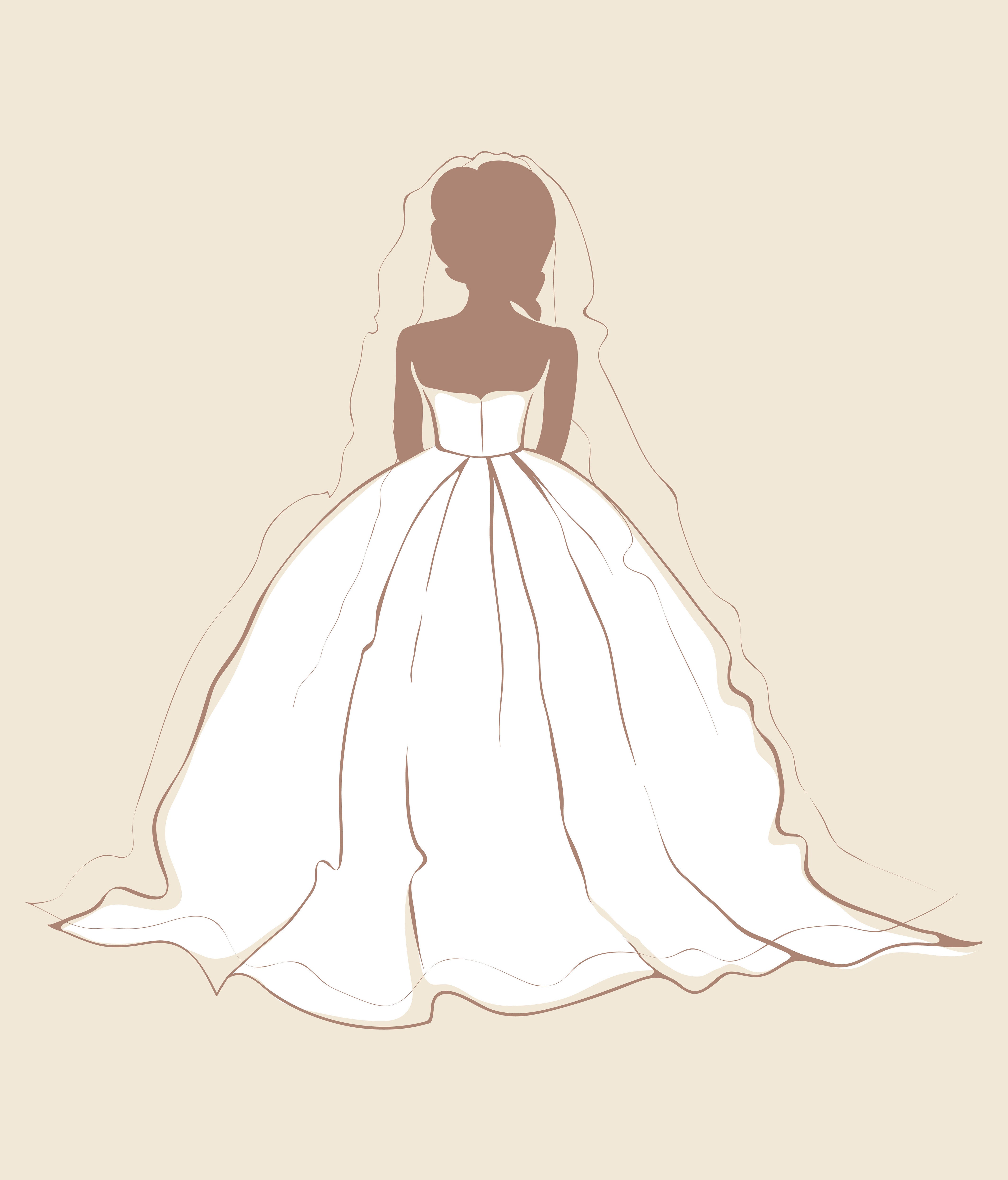 Princess style wedding dress including presentation box